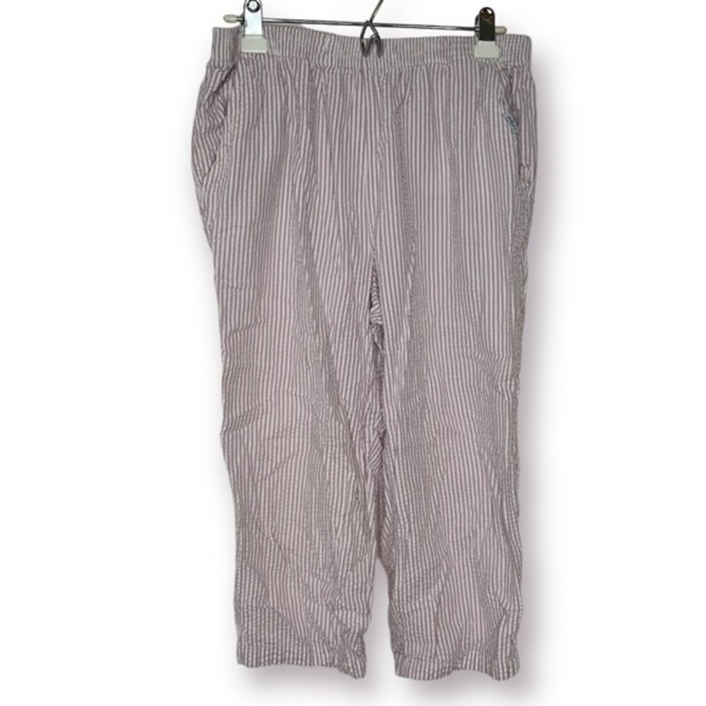 Vintage Chic VF Jeanswear Stripe Capri High Elastic Waist Lavender Pink Pants